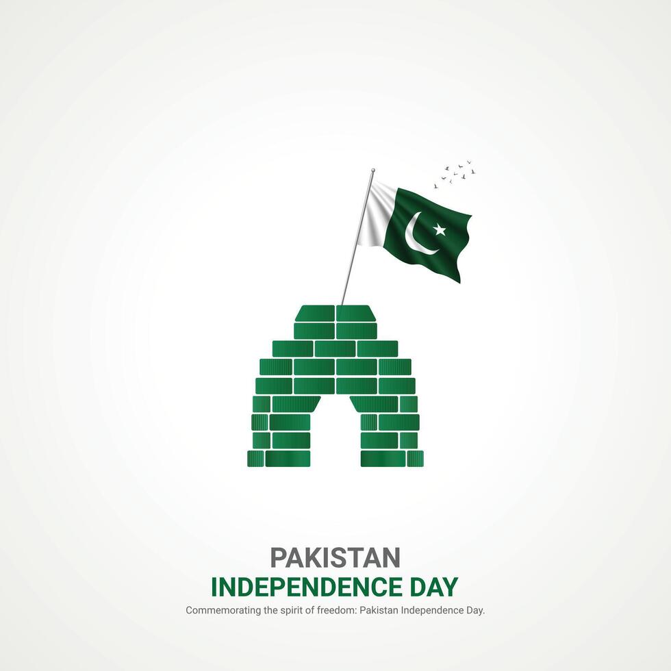 pakistan independence day. pakistan independence day creative ads design. post, , 3D illustration. vector