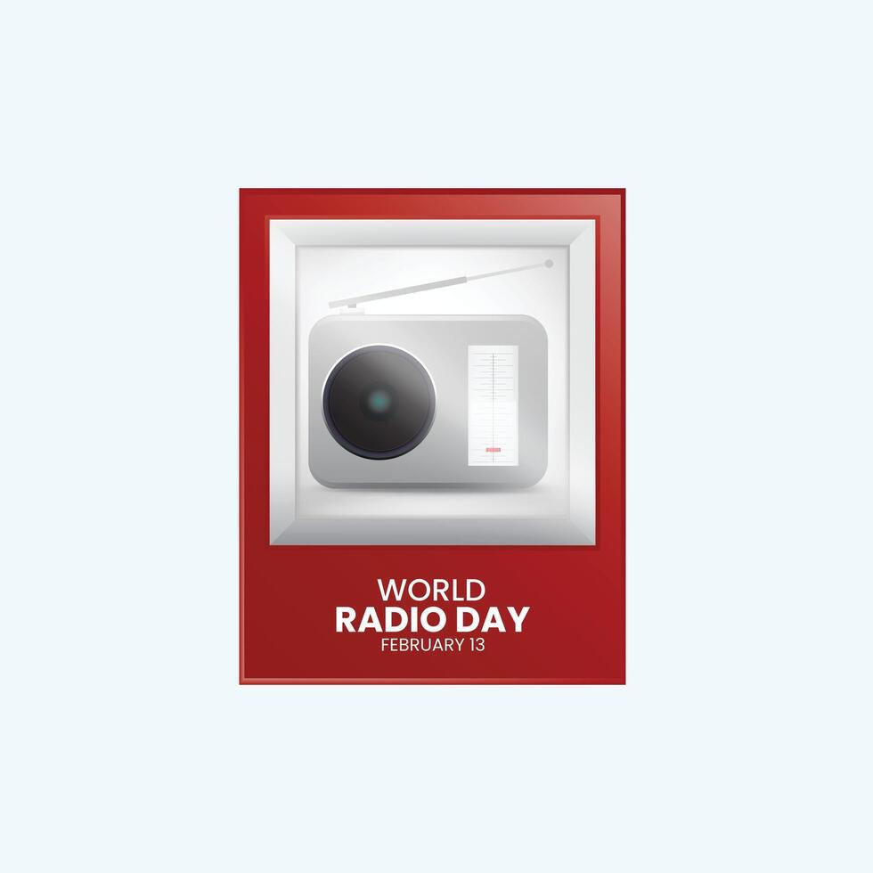 World radio day creative ads design. February 13 Radio Day social media poster 3D illustration. vector