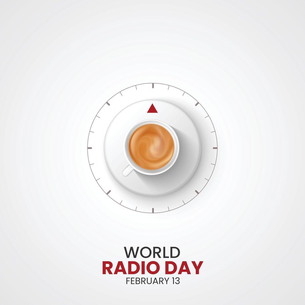 World radio day creative ads design. February 13 Radio Day social media poster 3D illustration. vector
