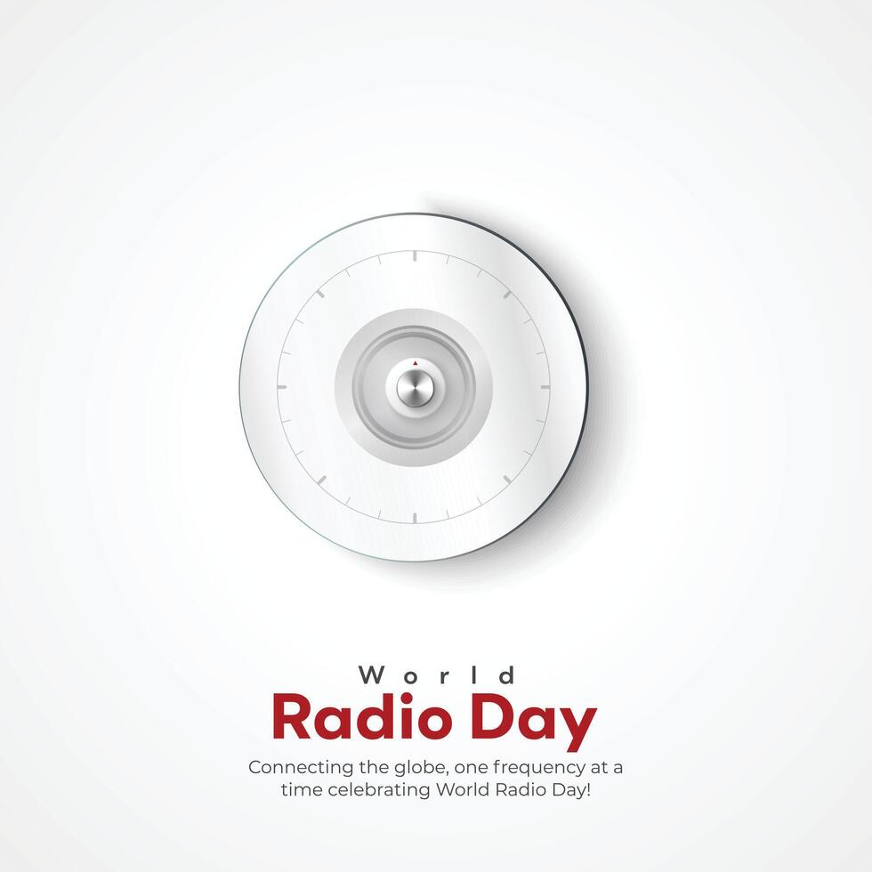 World radio day creative ads design. February 13 Radio Day social media poster 3D illustration. vector