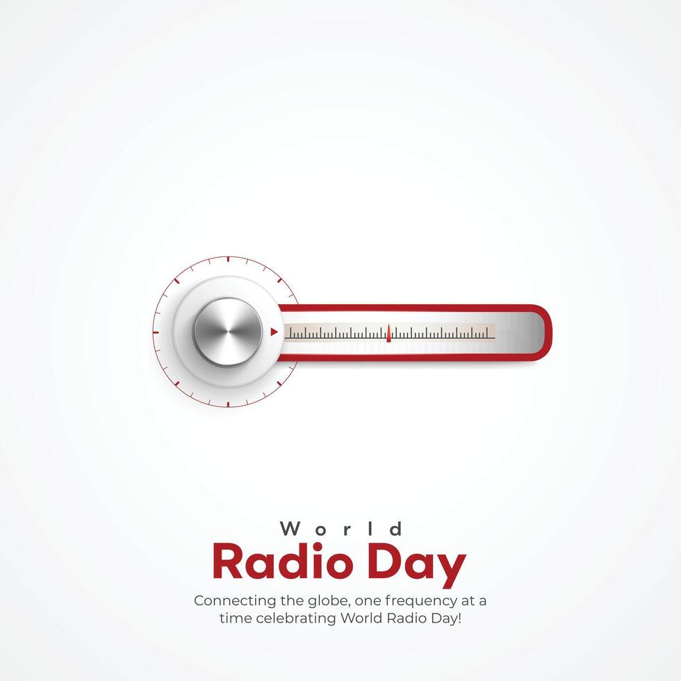 World radio day creative ads design. February 13 Radio Day social media poster 3D illustration. vector