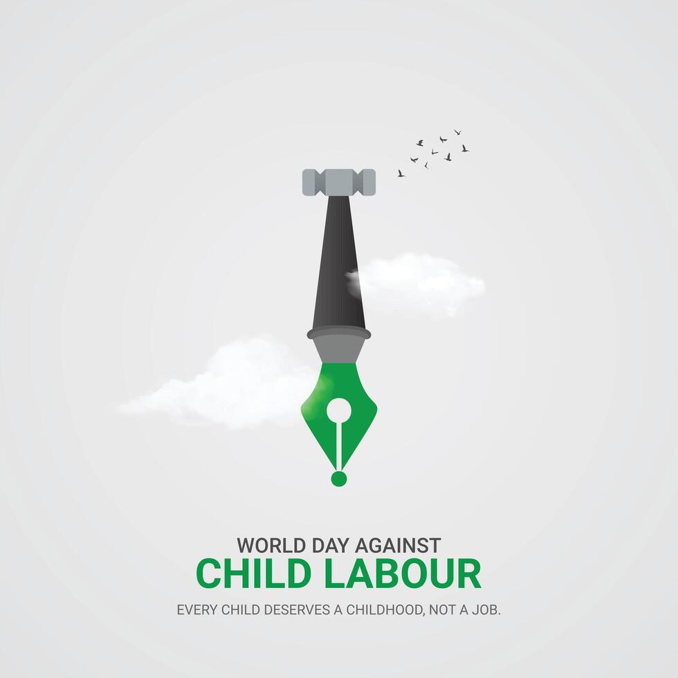 World day against Child labour. Child labour creative ads design 12 June. , 3D illustration. vector