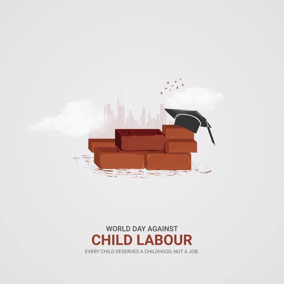 World day against Child labour. Child labour creative ads design 12 June. , 3D illustration. vector