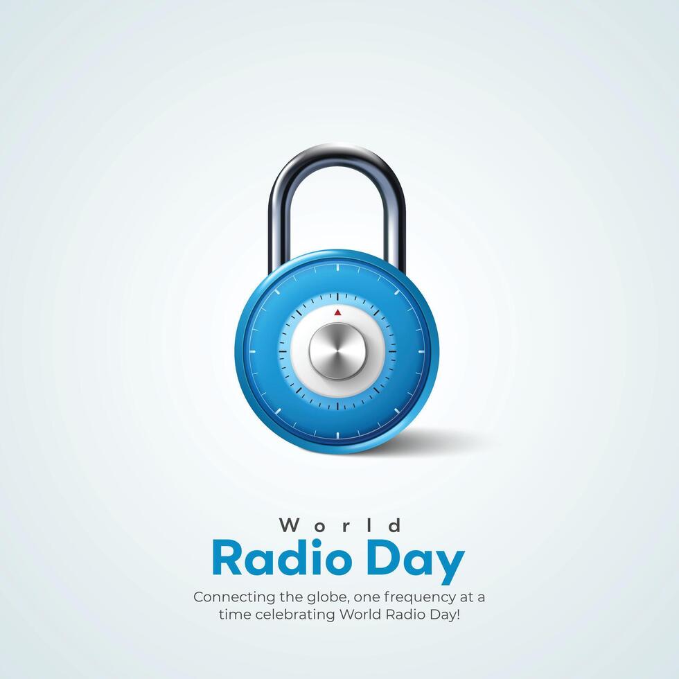 World radio day creative ads design. February 13 Radio Day social media poster 3D illustration. vector