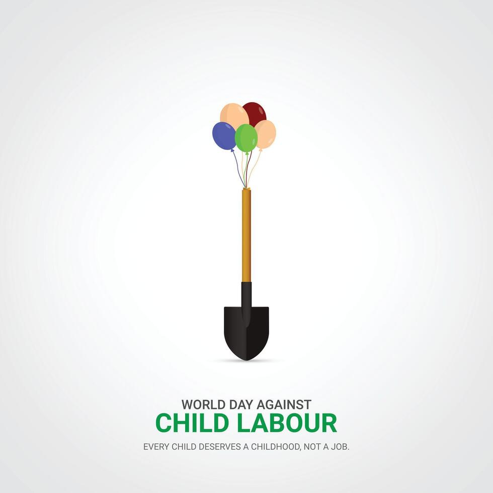 World day against Child labour. Child labour creative ads design 12 June. , 3D illustration. vector