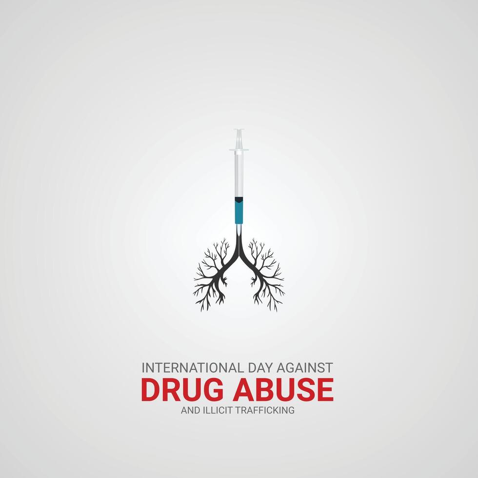 International Day Against Drug Abuse and Illicit Trafficking creative ads. June 26th, , illustrator,3d vector