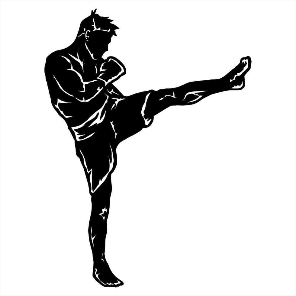 muay thai logo icon silhouette vector