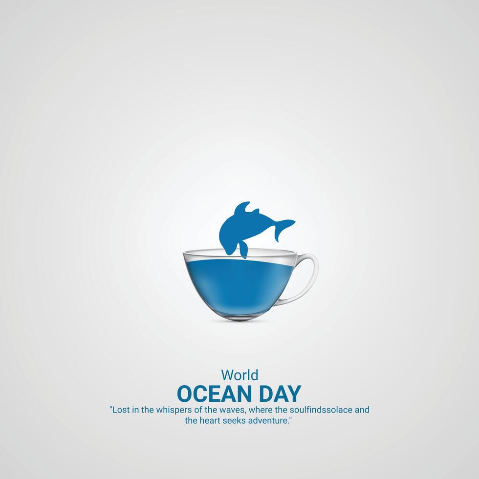 World Oceans Day. World Oceans Day creative ads design. Jun 8. poster, banner illustration . 3D vector
