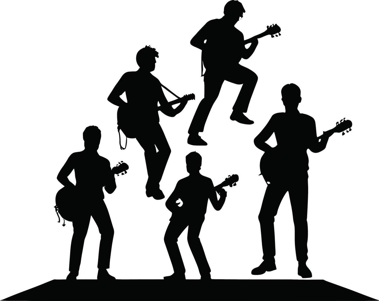 conjunto de siluetas de músicos en un blanco antecedentes. ilustración vector