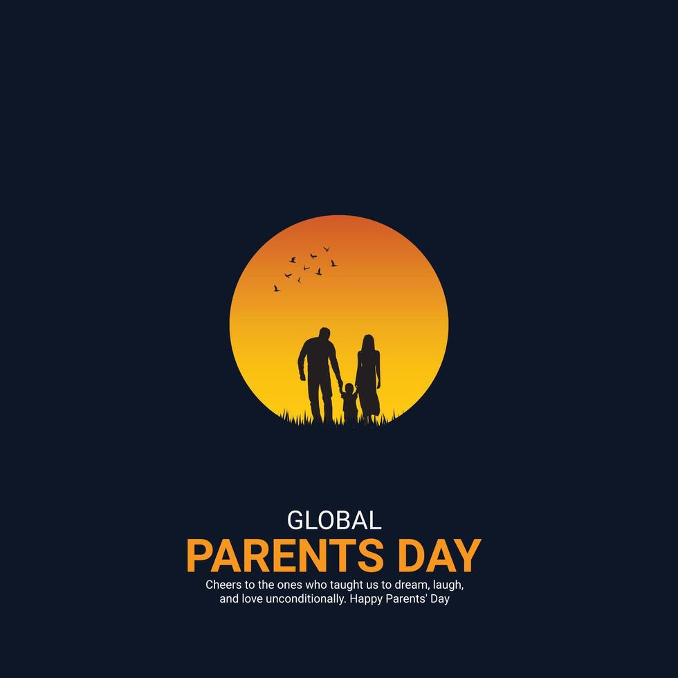 global parent's day. parent's day creative ads design Jun 1 . social media poster, , 3D illustration. vector