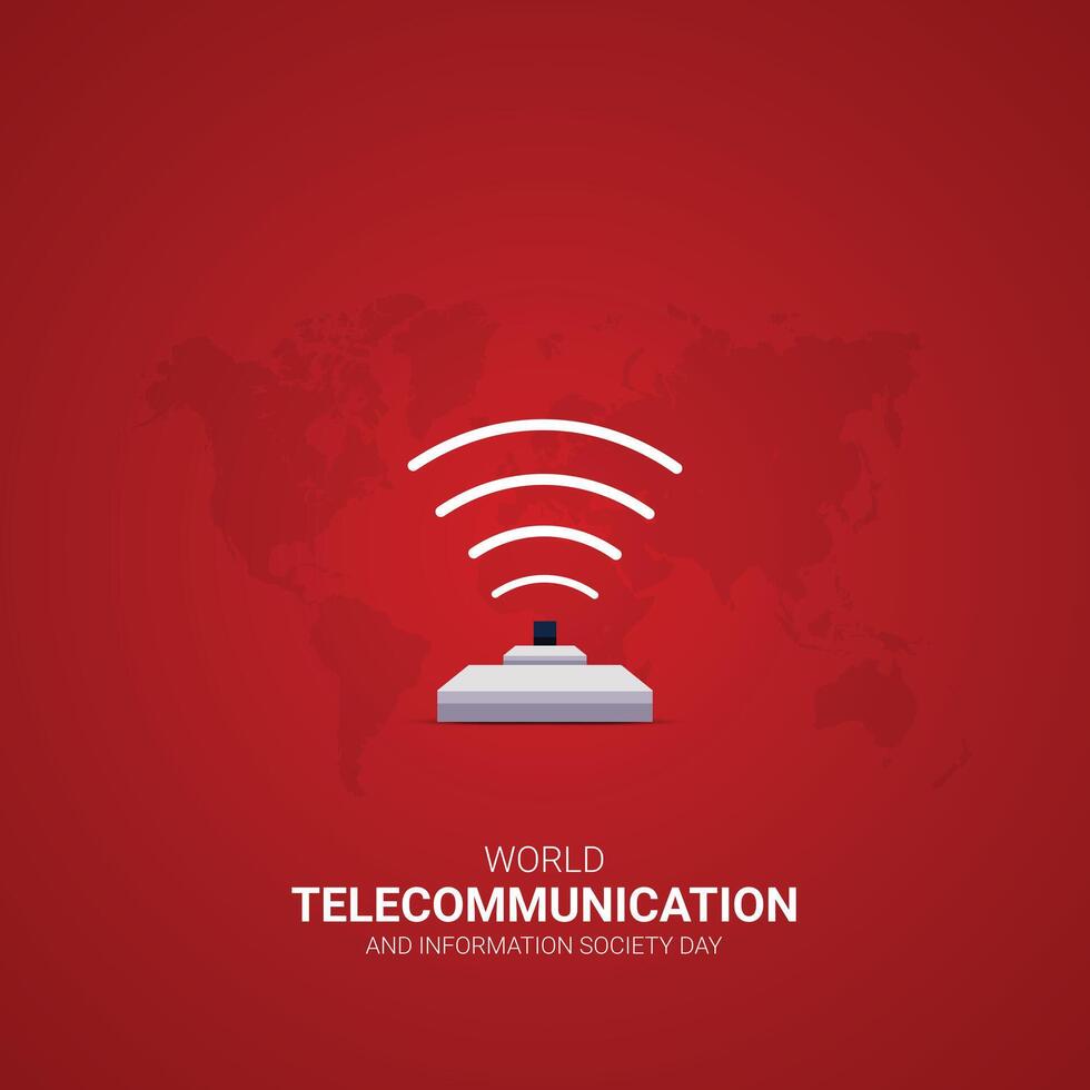 World Telecommunication day. World Telecommunication day creative ads design. social media post, , 3D illustration. vector