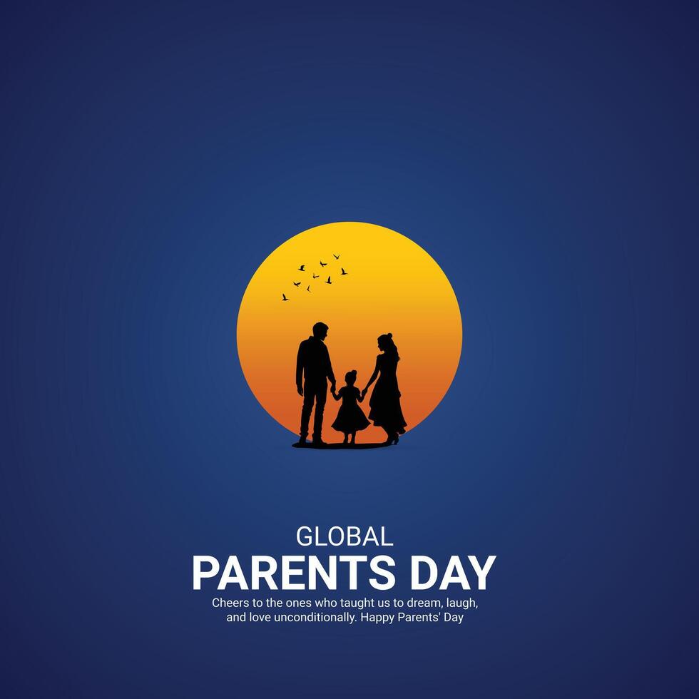 global parent's day. parent's day creative ads design Jun 1 . social media poster, , 3D illustration. vector