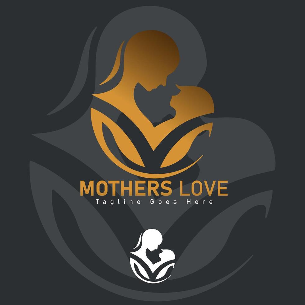 Mother silhouette beautiful woman and baby with her baby card happy mother's day logo vector