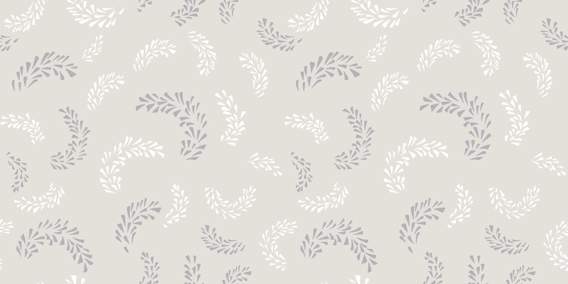 Monochrome light seamless pattern with abstract branches in tiny shapes drops, spots, dots. hand draw sketch. Simple minimalist background patterned. vector