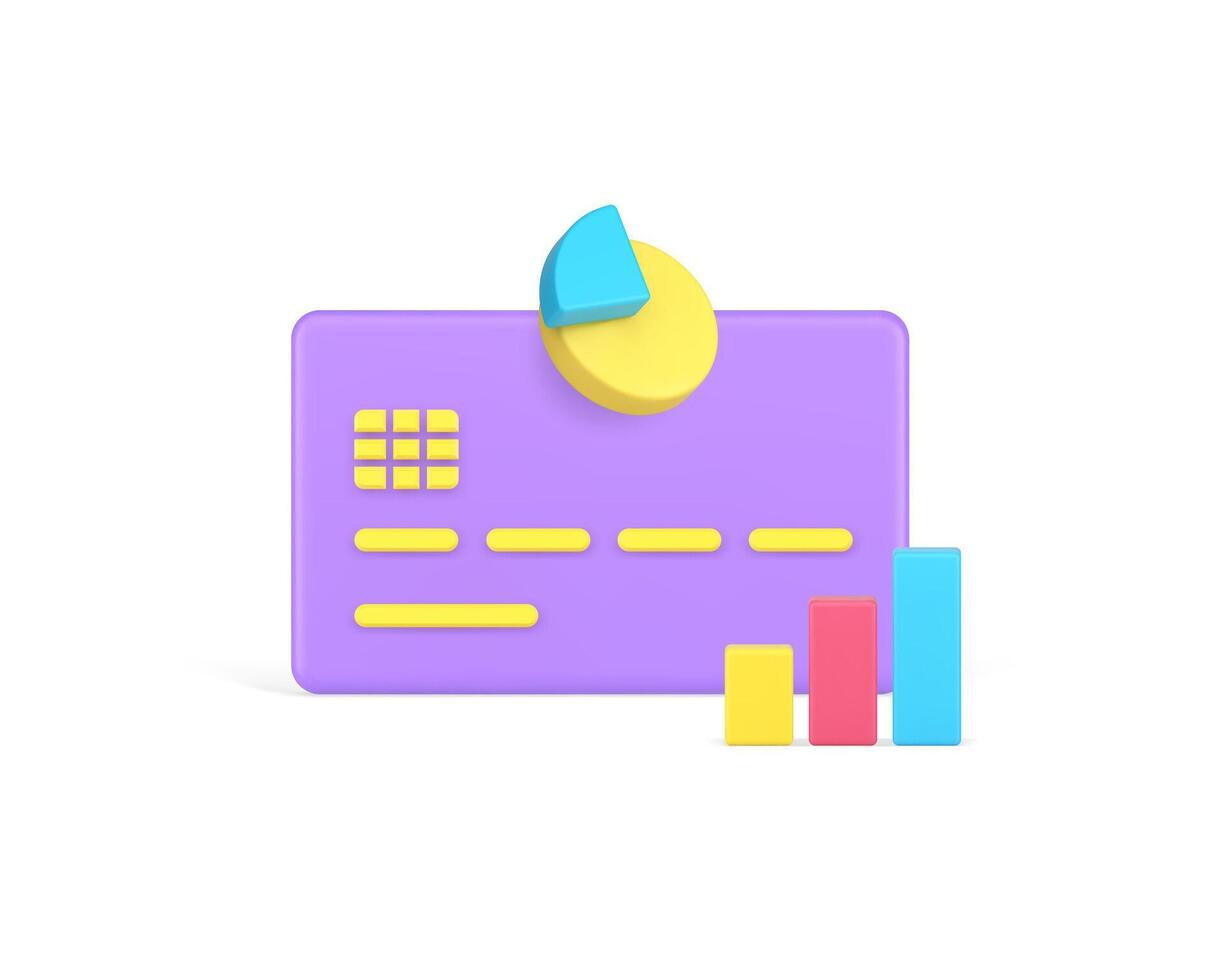 Banking account budget balance analyzing credit card payment diagram 3d icon realistic vector