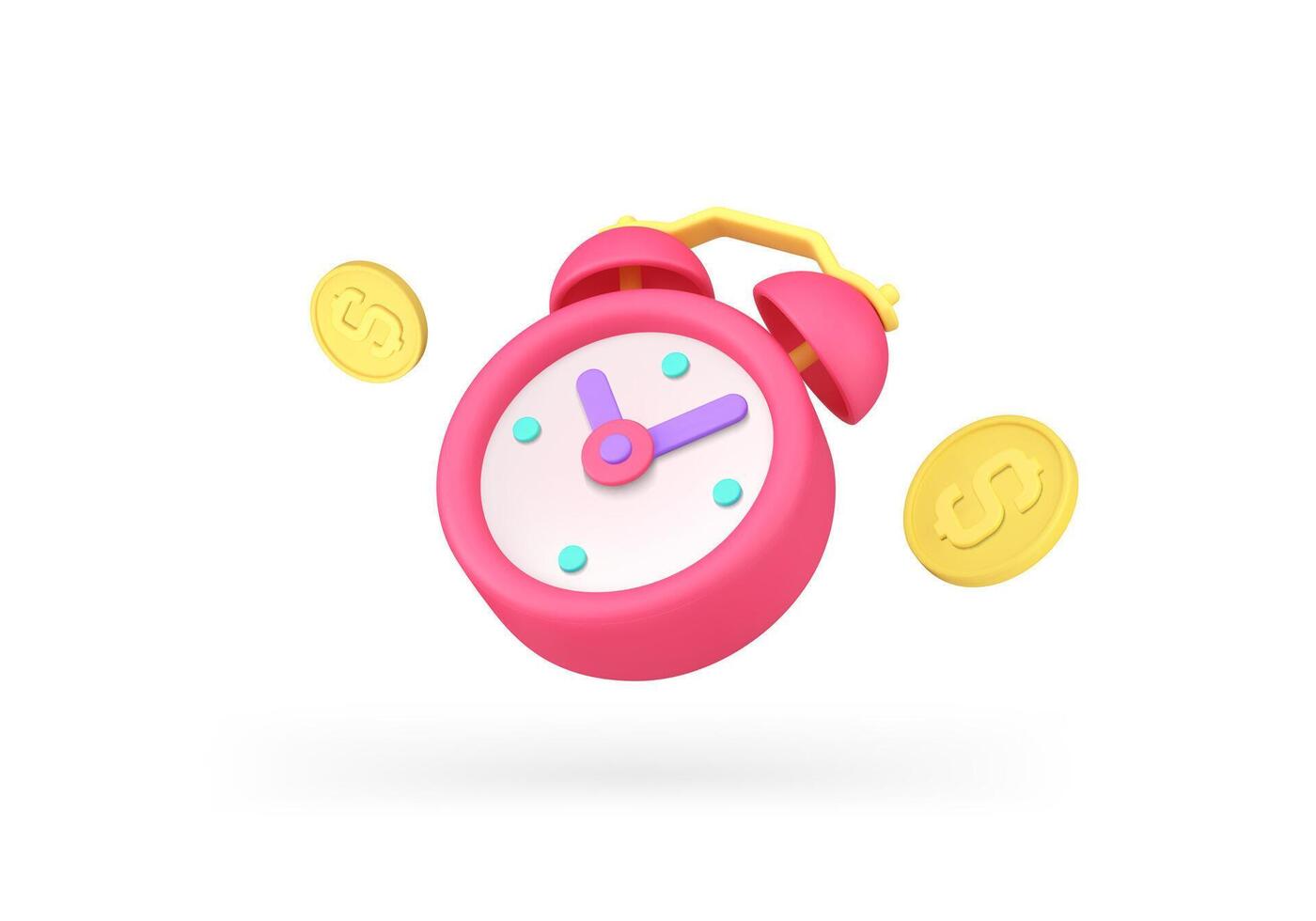 Time is money coins alarm clock financial exchange capitalization 3d icon realistic vector