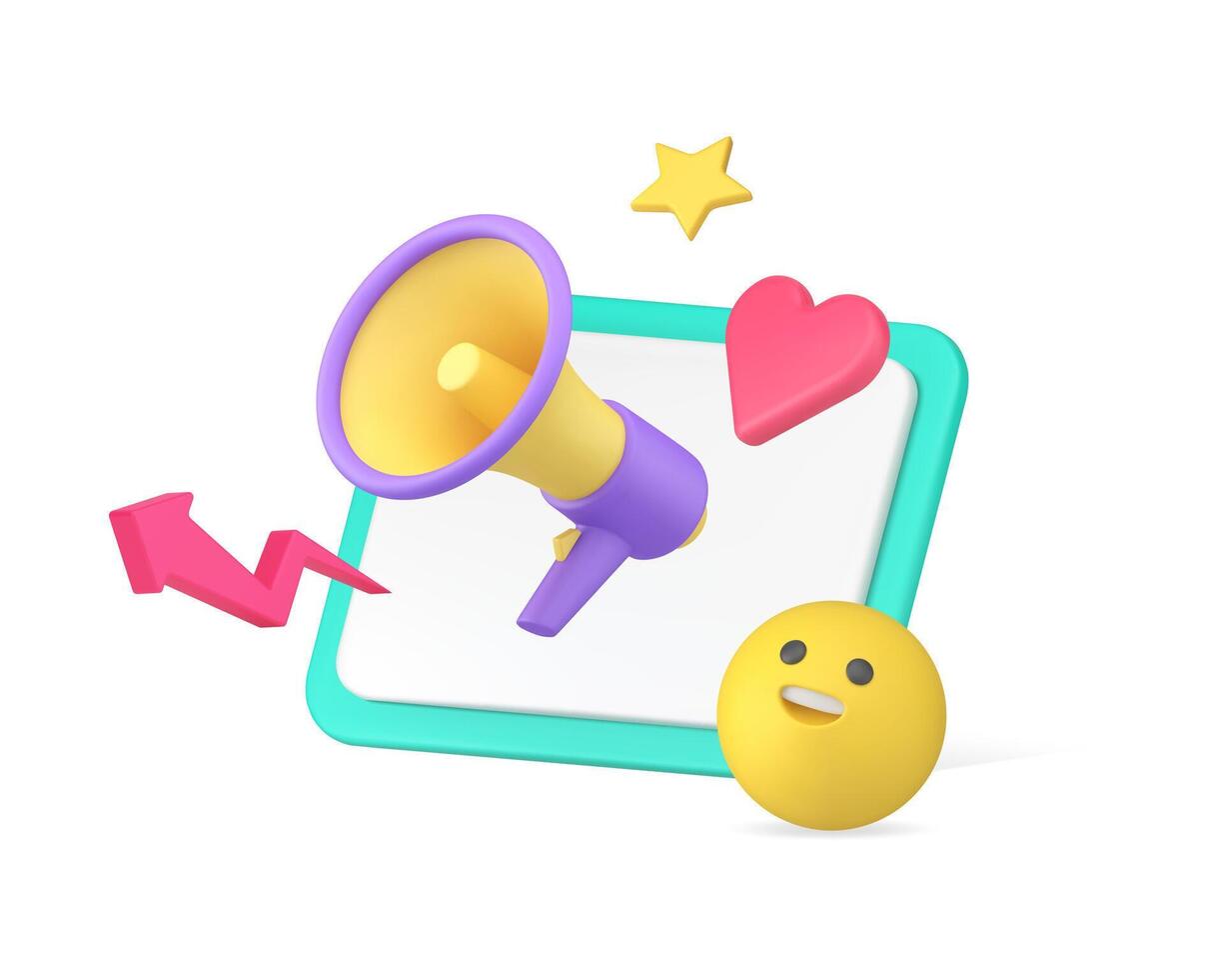 Social media marketing internet advertising campaign SEO optimization 3d icon realistic vector