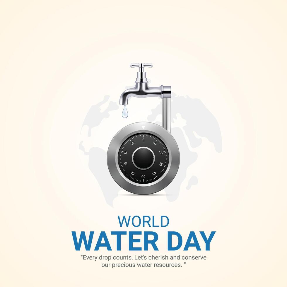 World water day. water day creative ads design March 22. social media poster, , 3D illustration. vector