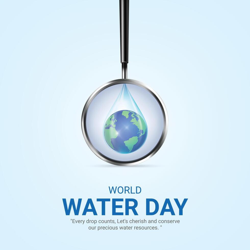 World water day. water day creative ads design March 22. social media poster, , 3D illustration. vector