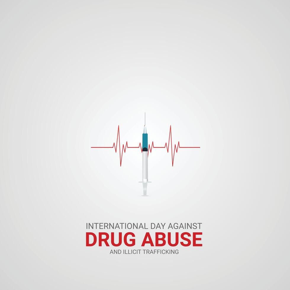 International Day Against Drug Abuse and Illicit Trafficking creative ads. June 26th, , illustrator,3d vector