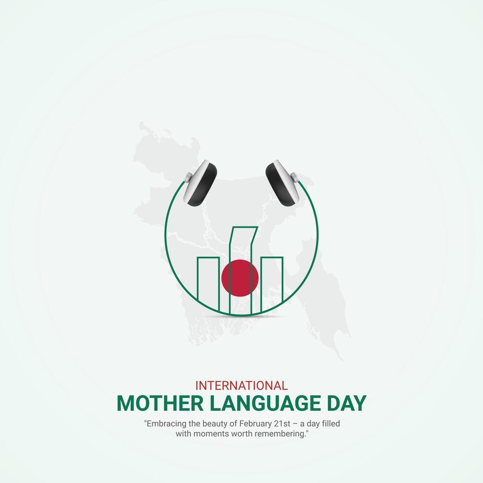 International Mother Language Day creative ads. 21 February Mother Language Day of Bangladesh. poster, banner illustration . 3D vector