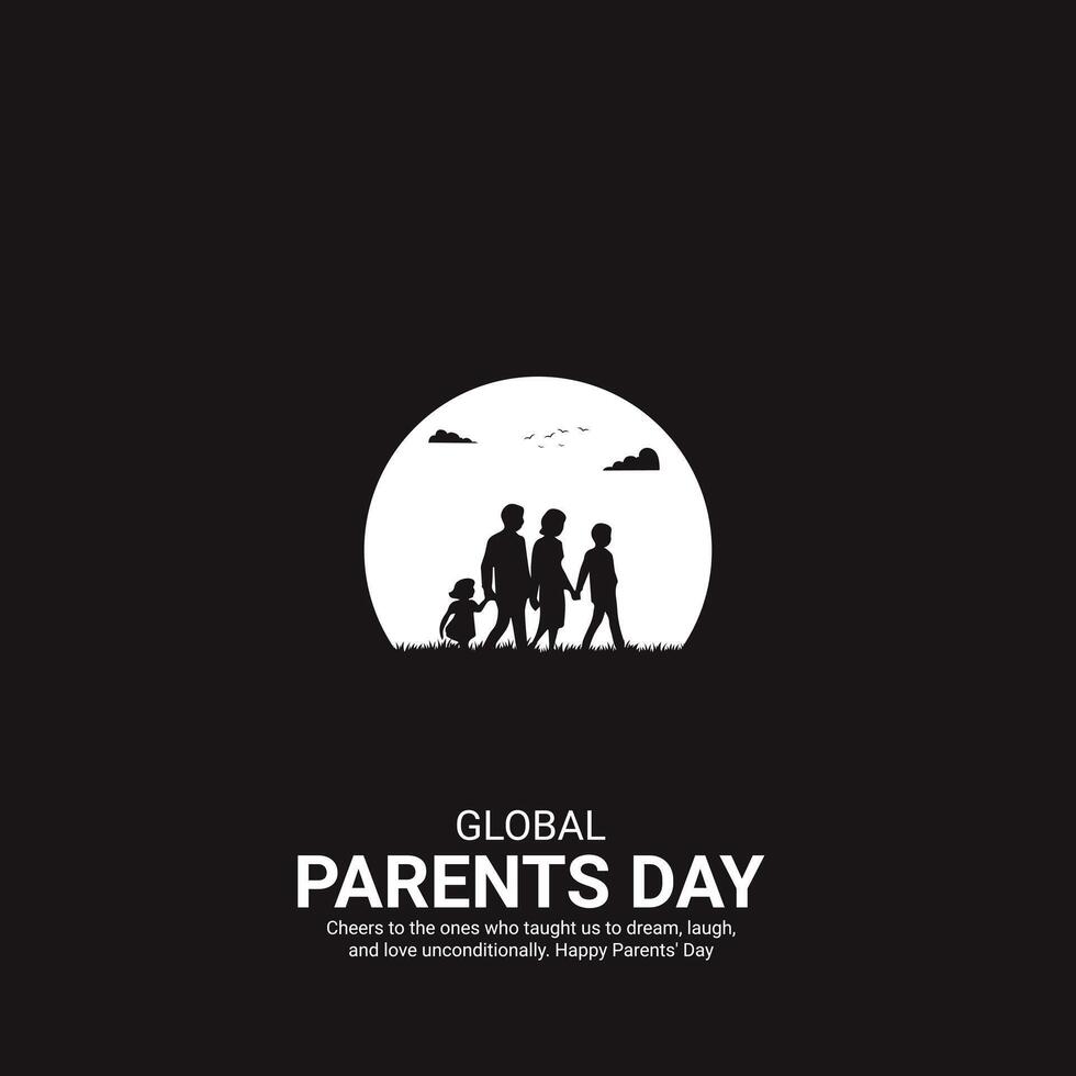 global parent's day. parent's day creative ads design Jun 1 . social media poster, , 3D illustration. vector