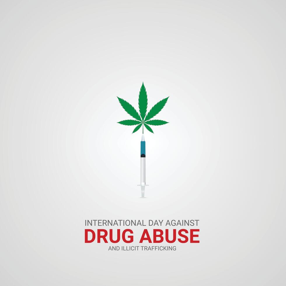 International Day Against Drug Abuse and Illicit Trafficking creative ads. June 26th, , illustrator,3d vector