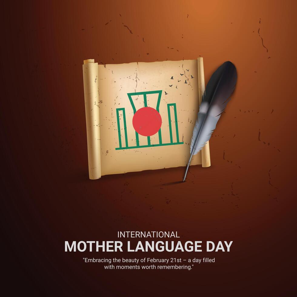 International Mother Language Day creative ads. 21 February Mother Language Day of Bangladesh. poster, banner illustration . 3D vector