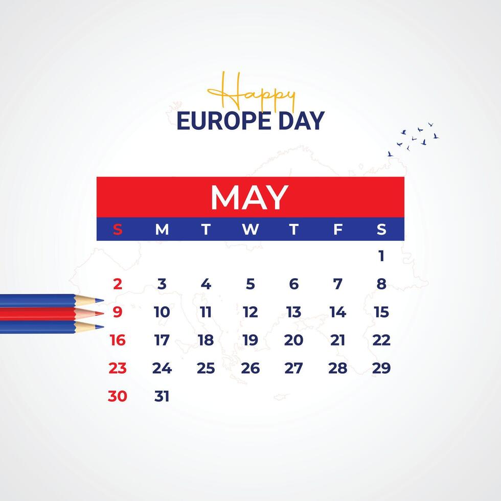 Happy Europe Day creative ads design. May 9 Europe Day social media poster 3D illustration. vector