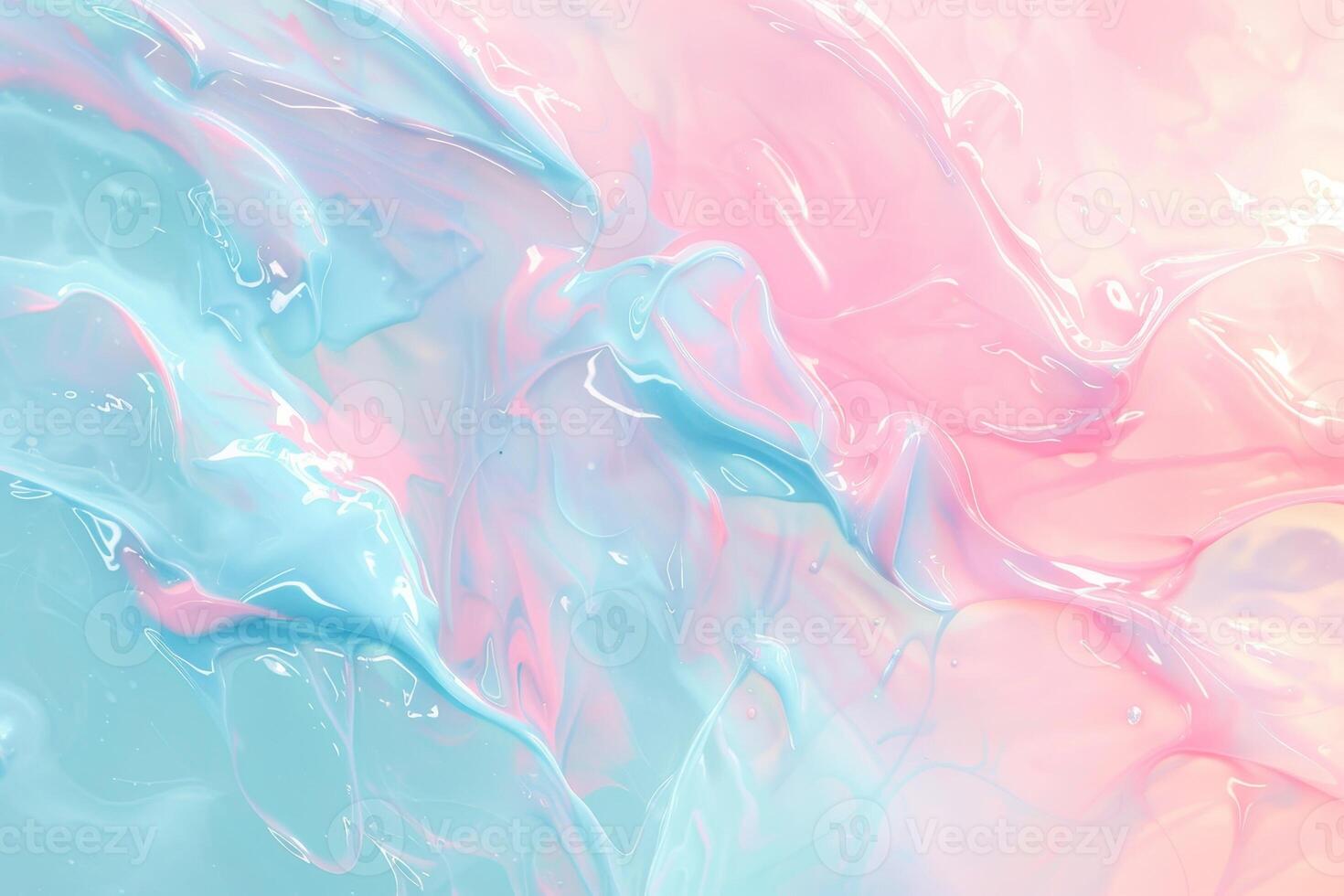 A colorful, abstract painting with a blue and pink hue photo
