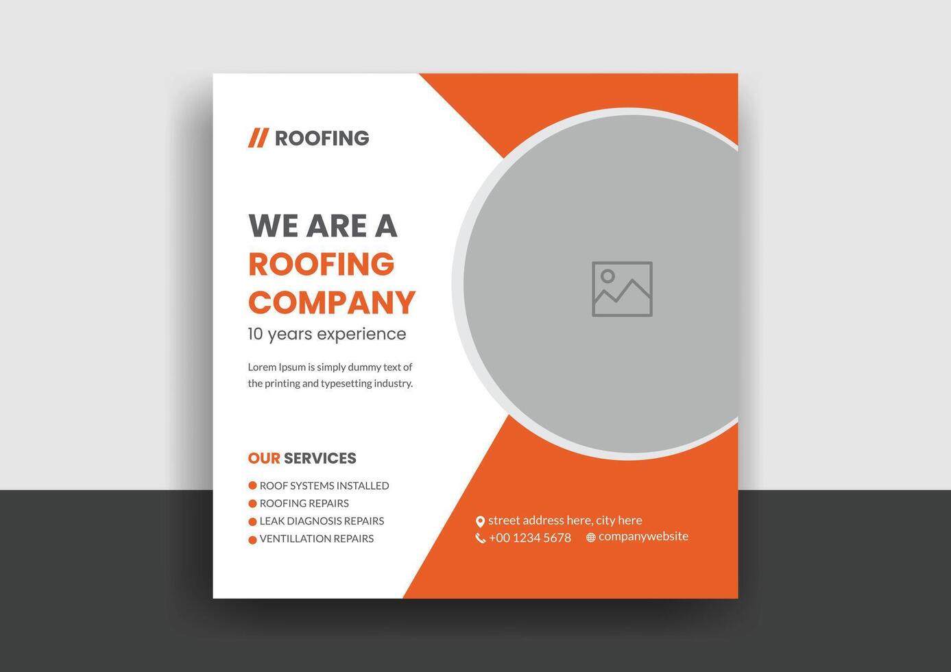 Roofing service social media post banner template with professional handyman home repair web banner design layout vector