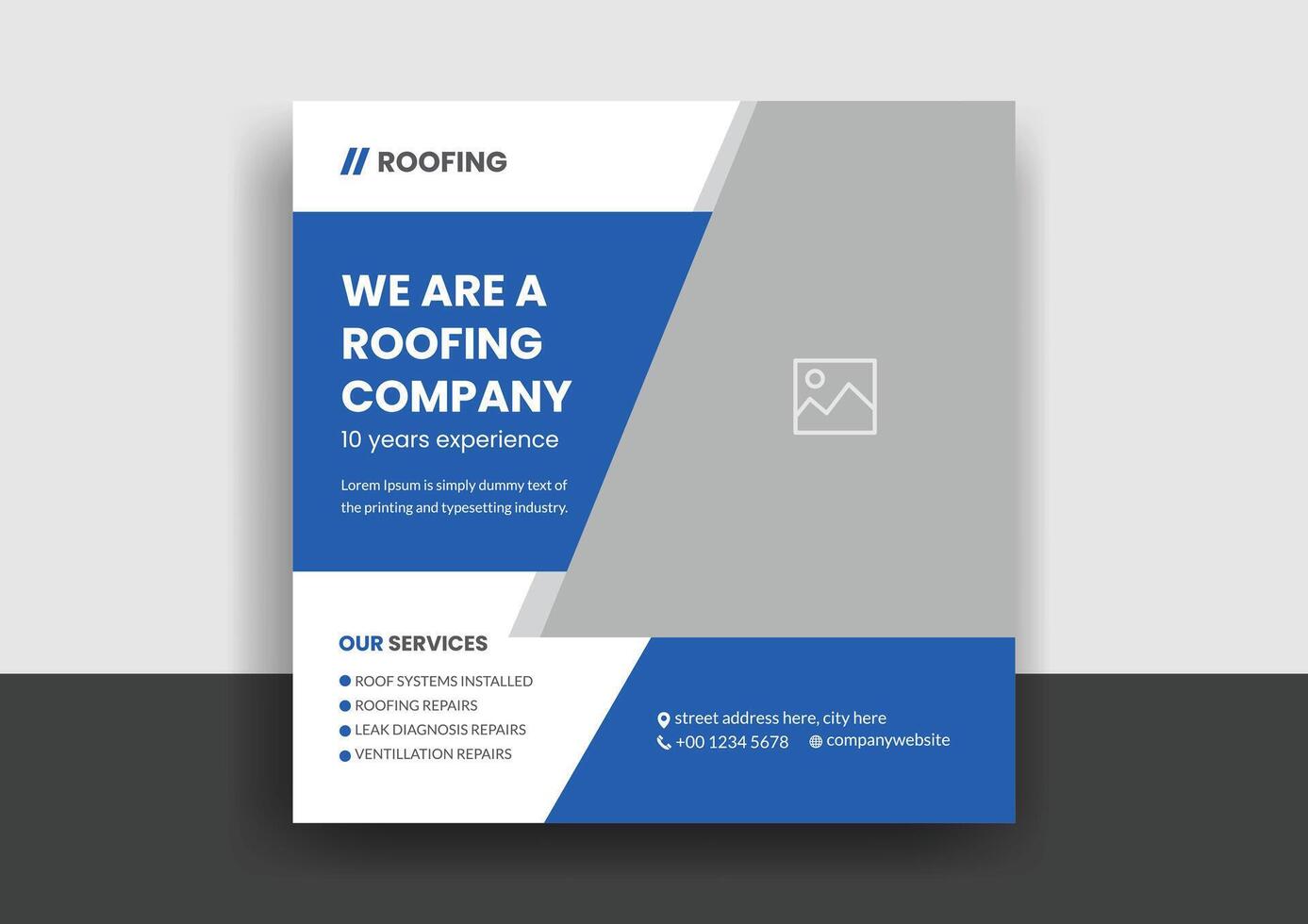 Roofing service social media post banner template with professional handyman home repair web banner design layout vector