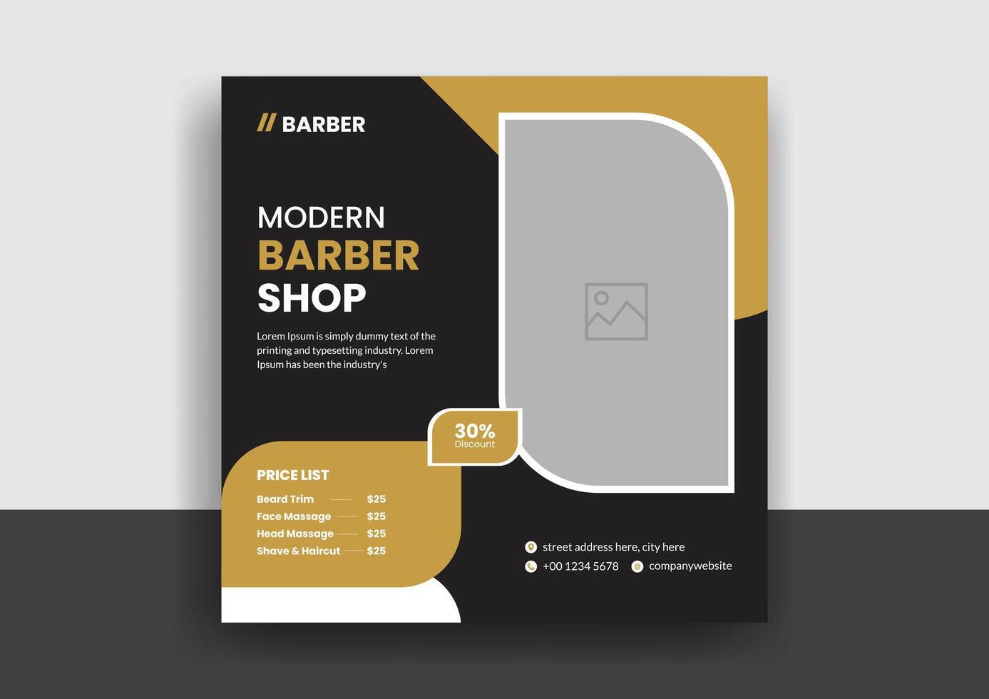 Barber shop hair salon social media post template. beauty spa business web banner design vector