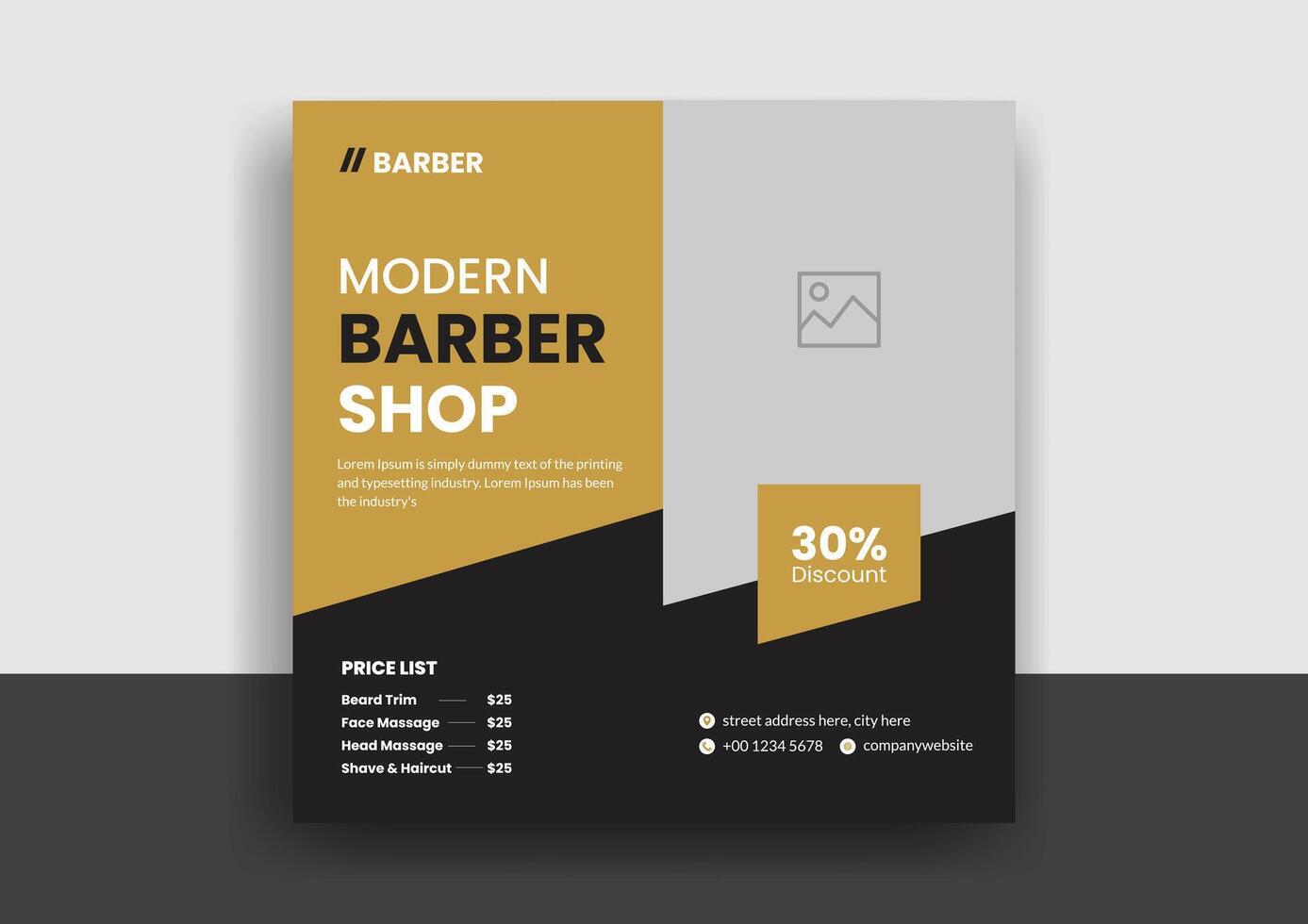 Barber shop hair salon social media post template. beauty spa business web banner design vector