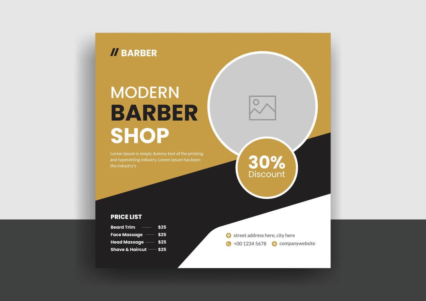 Barber shop hair salon social media post template. beauty spa business web banner design vector