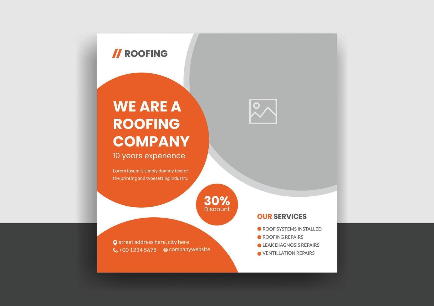 Roofing service social media post banner template with professional handyman home repair web banner design layout vector