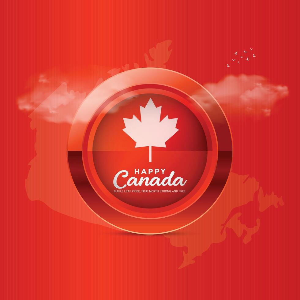 Happy Canada day. Canada independence day creative ads 1 July. 3d illustration vector