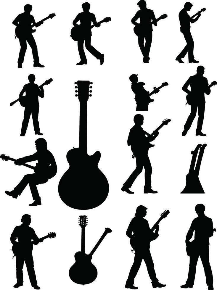 Set of silhouettes of musicians on a white background. illustration vector