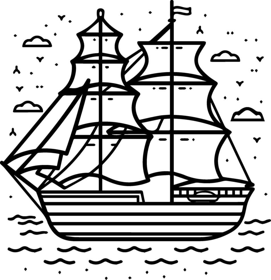 Sailboat icon style illustration vector