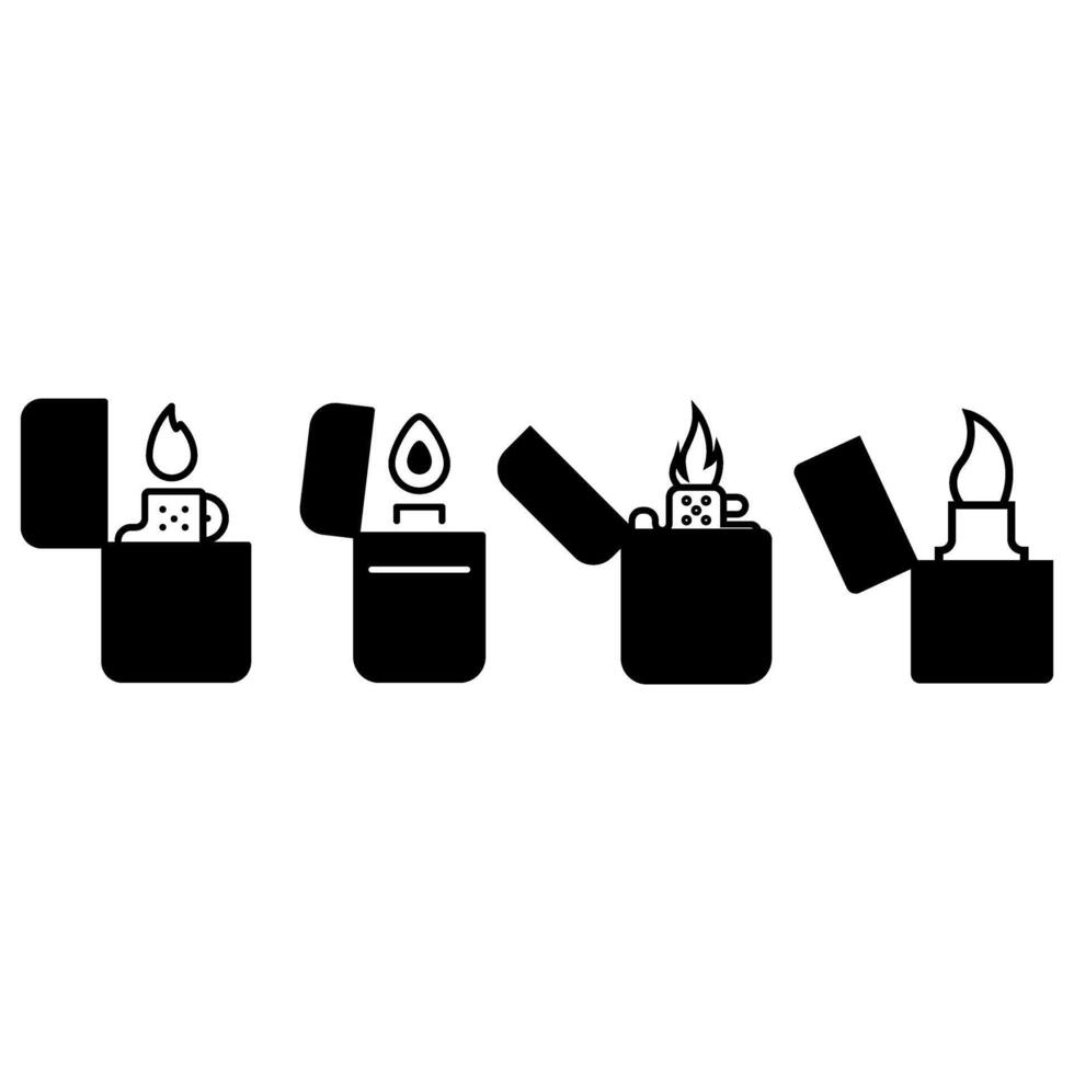 Lighter icon set. Cigarette lighter illustration sign collection. Fire symbol or logo. vector