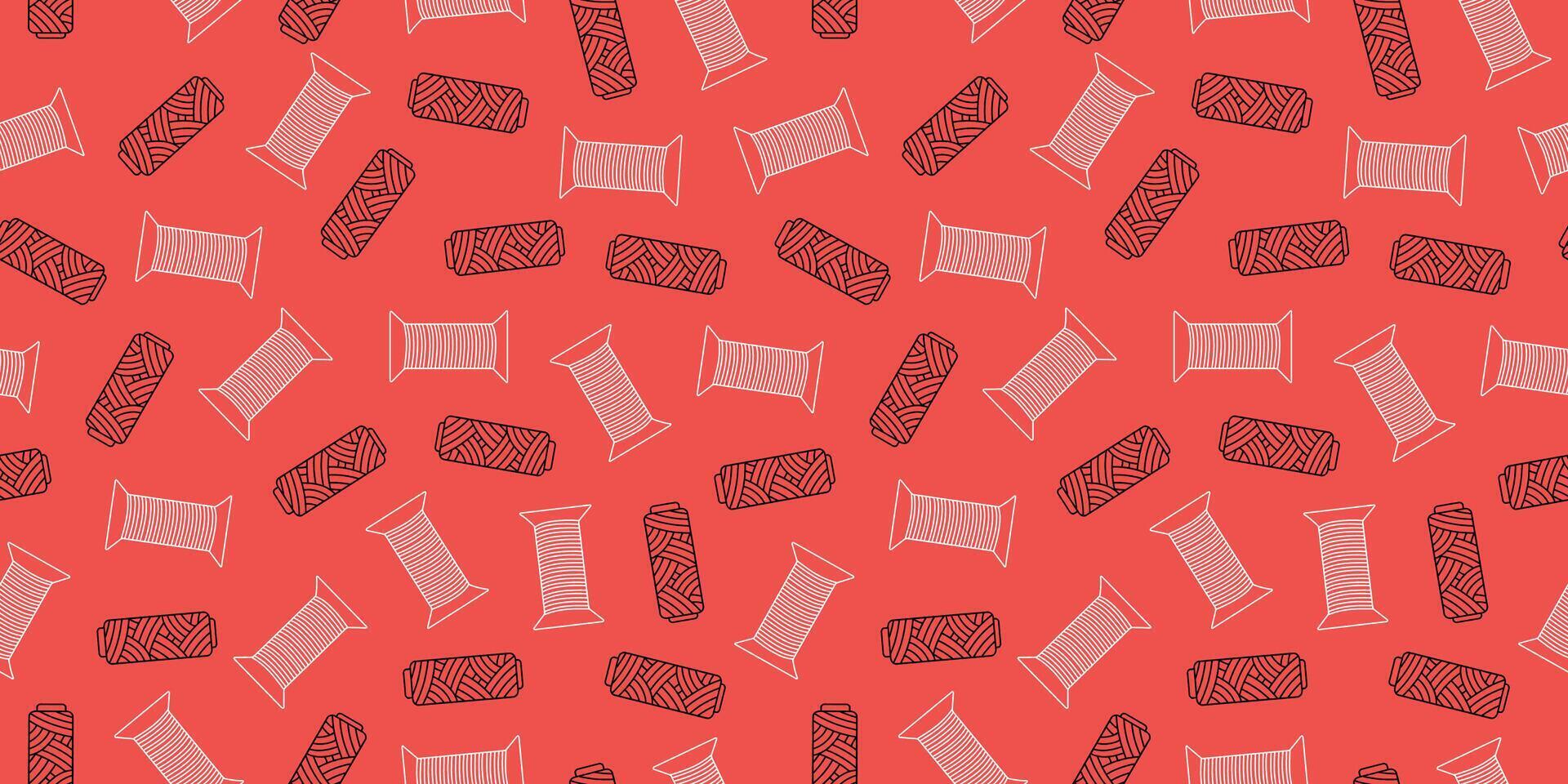 Pattern seamless spools, thread. Handicraft, hobby. Drawings, doodle icons. seamless background. vector