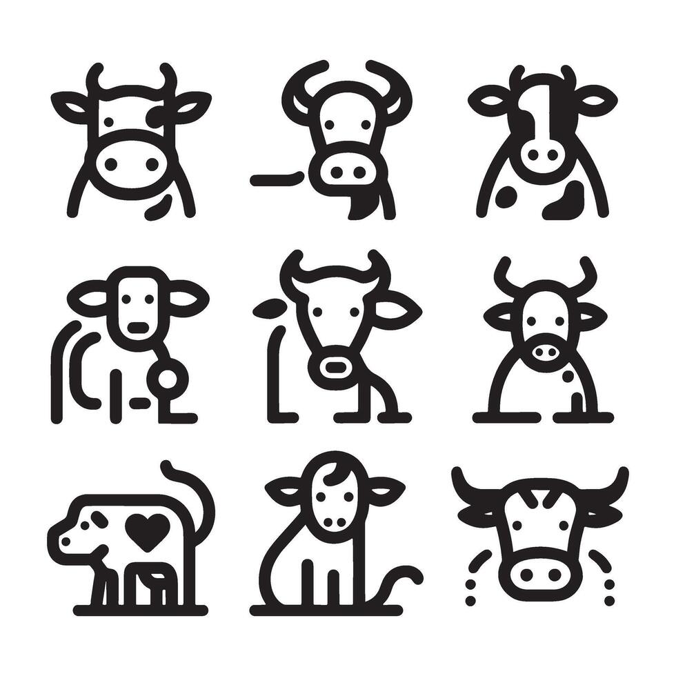 Cow Icon Set vector