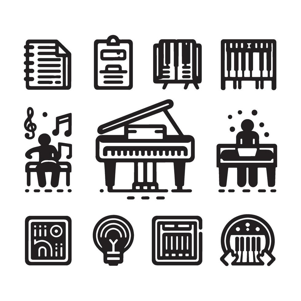 Piano Icon Set vector