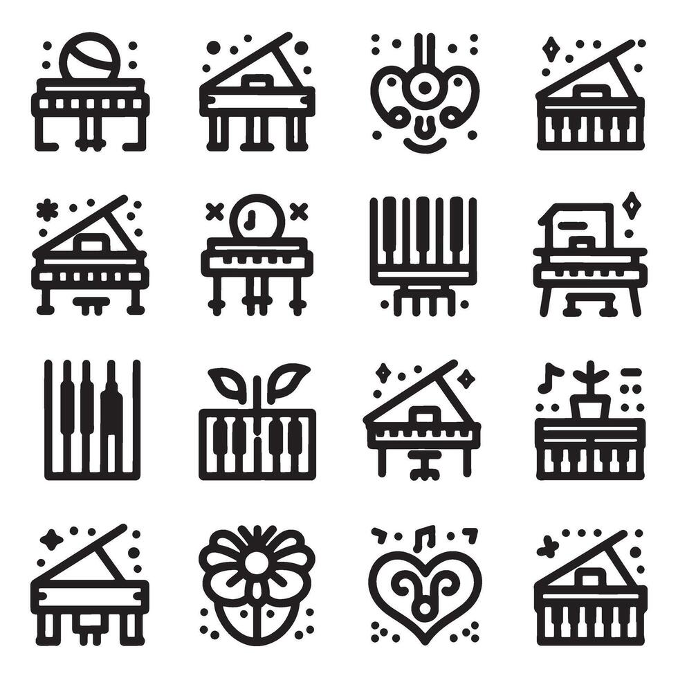 Piano Icon Set vector