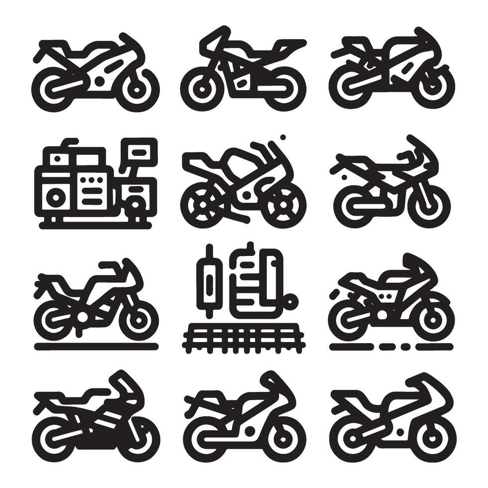 Motorbike Icon Set vector