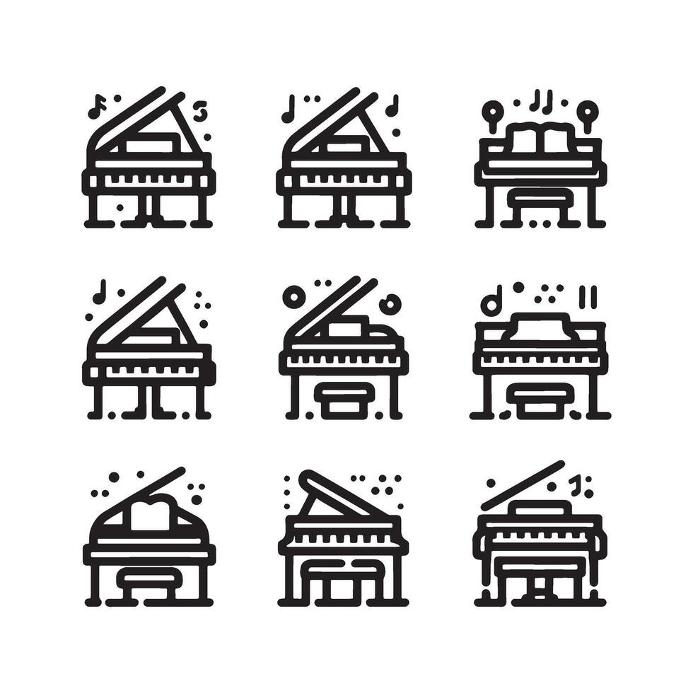 Piano Icon Set vector