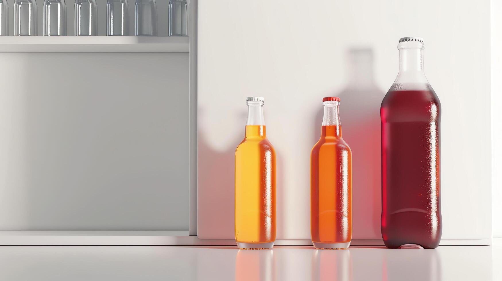 beverage cooler with blank bottle mockups for refreshing drinks photo