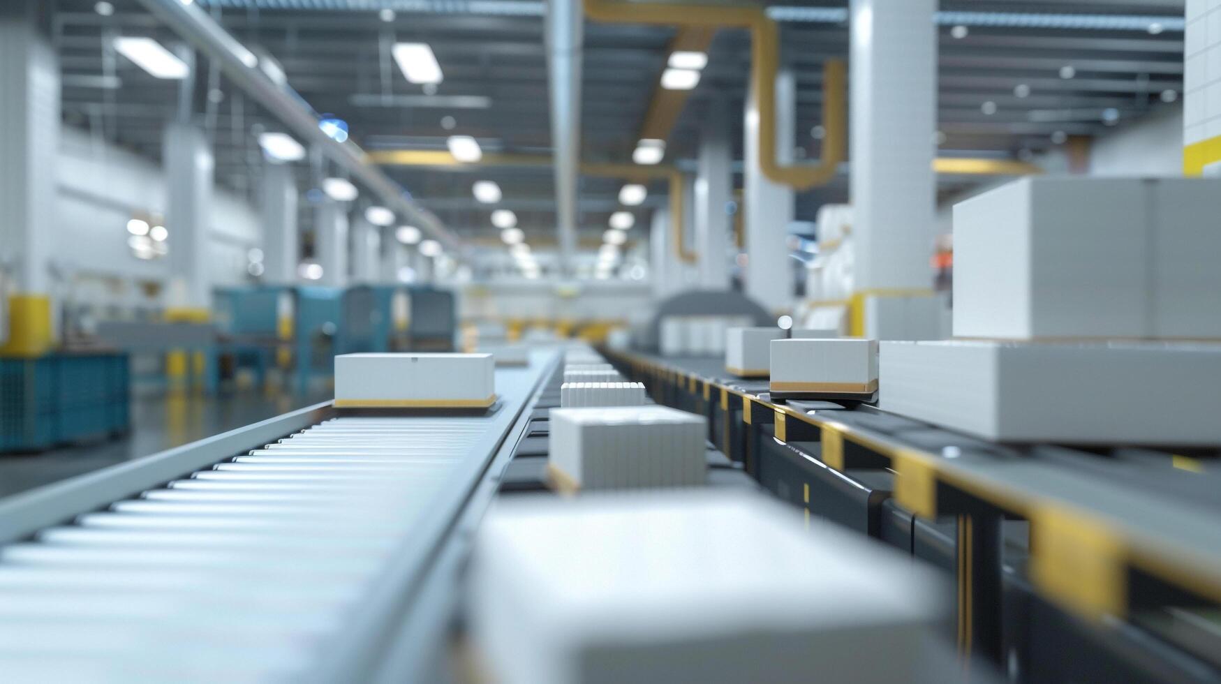 Food packaging in factory with mockups for packaged foods photo
