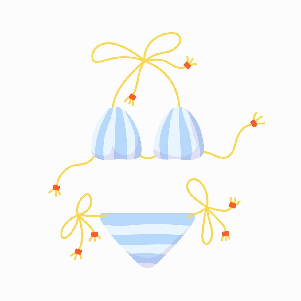 Swimsuit bikini illustration in flat style. Summer design elements. vector