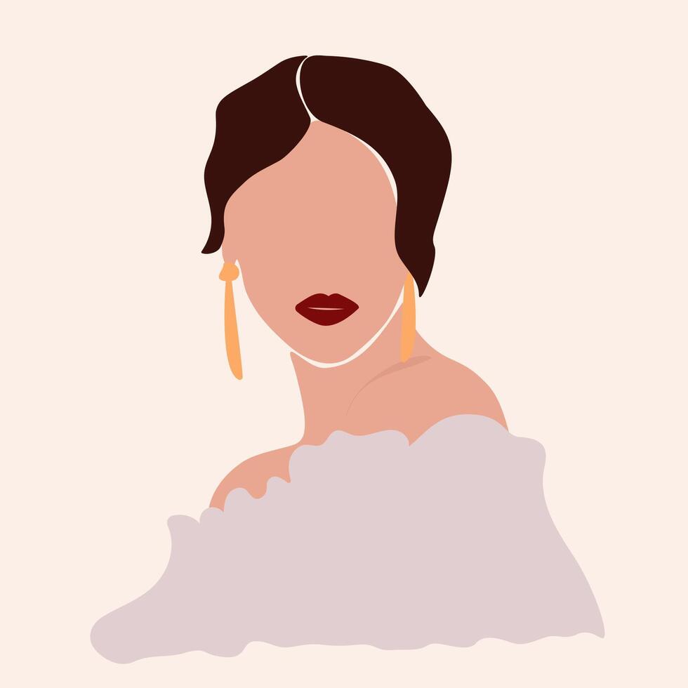 Faceless abstract boho elegant woman vector